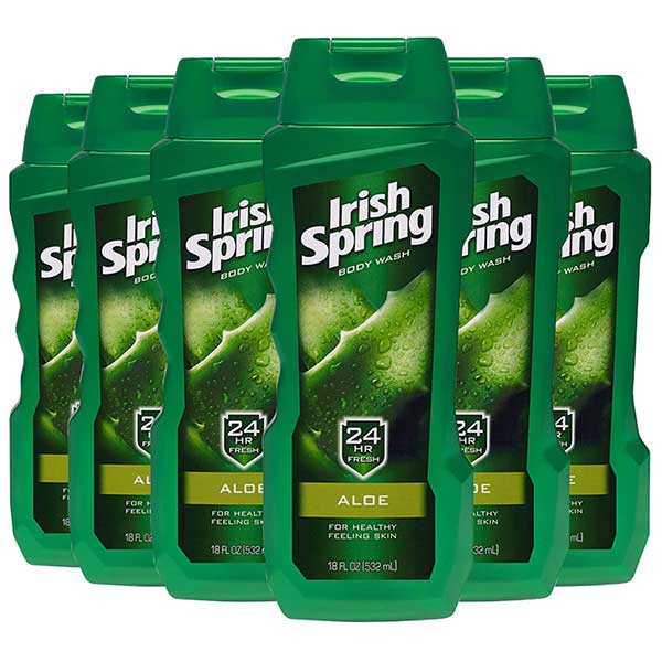 Irish Spring Body Wash, Aloevera, 18 Fluid Ounce (Pack of 6)