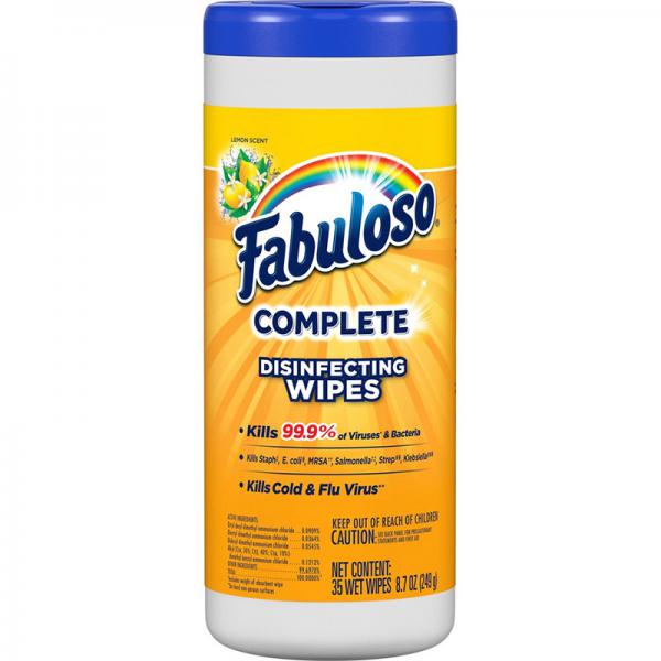 Colgate Palmolive Lemon Scent Fabuloso Disinfecting Wipe - Pack of 35