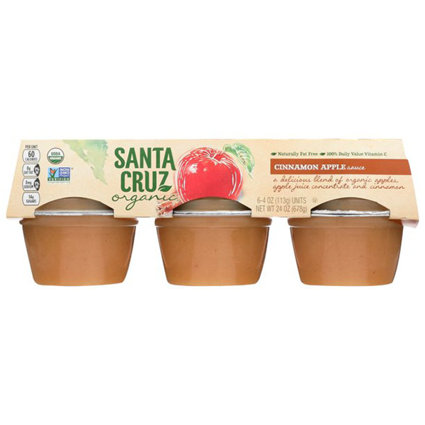 Santa Cruz Organic Fruit Sauce, 4 Oz. Organic Apple Cinnamon Sauce, 6 Each