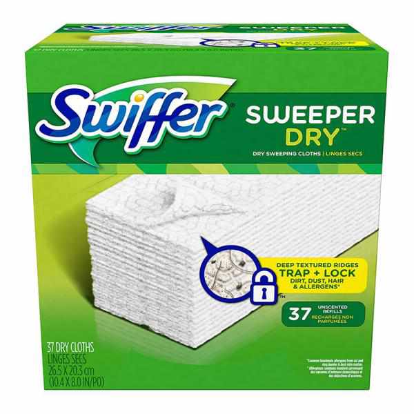 Swiffer Sweeper Dry Sweeping Cloths, Mop and Broom Floor Cleaner Refills Unscent