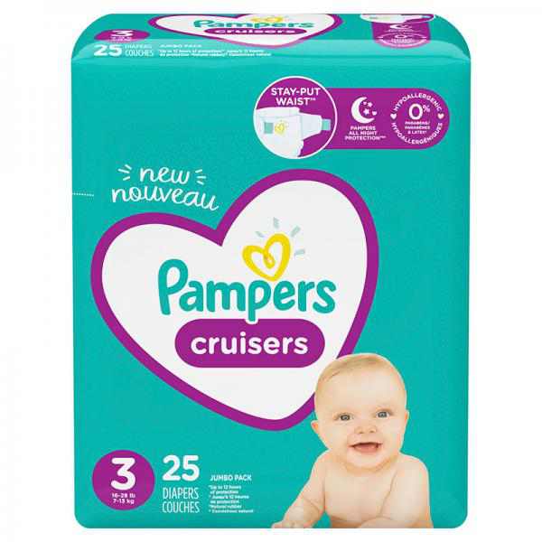 Pampers Cruisers Active Fit Taped Diapers, Size 3, 25 Ct