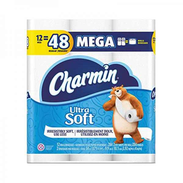 Charmin Ultra Soft Toilet Paper, 12 Mega Rolls, 3168 Sheets