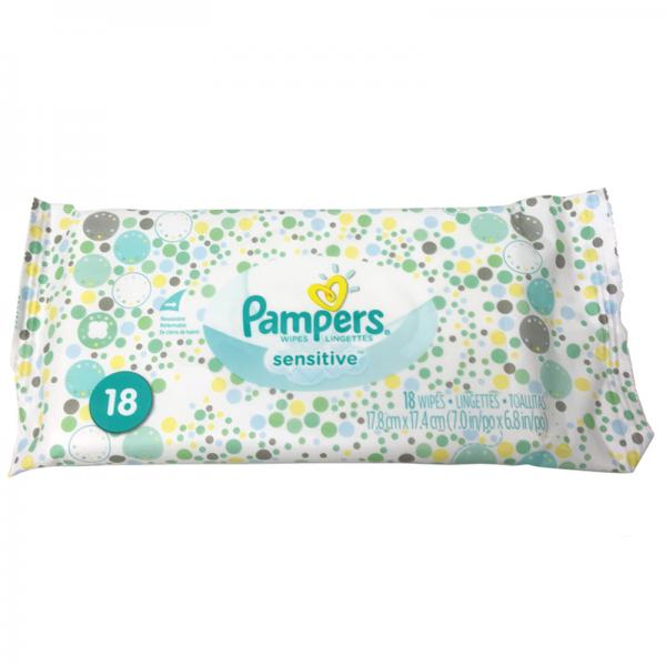 Pampers Baby Wipes Sensitive Convenience Pack 18 Count
