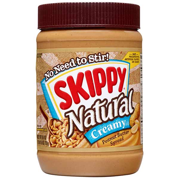 Skippy Natural Creamy Peanut Butter Spread, 26.5 oz