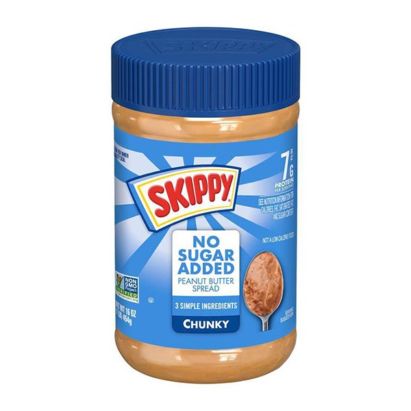 Skippy Chunky Peanut Butter Spread No Sugar Added 16 oz