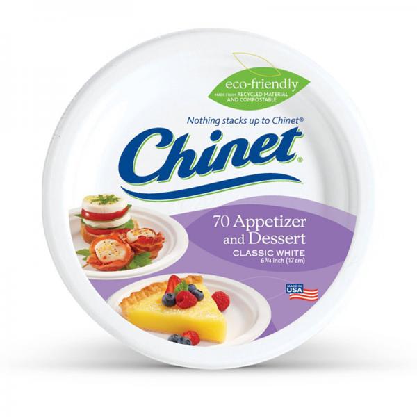 Chinet Classic White, Round Appetizer and Dessert Plates, 6.75 Inches, 70 Count