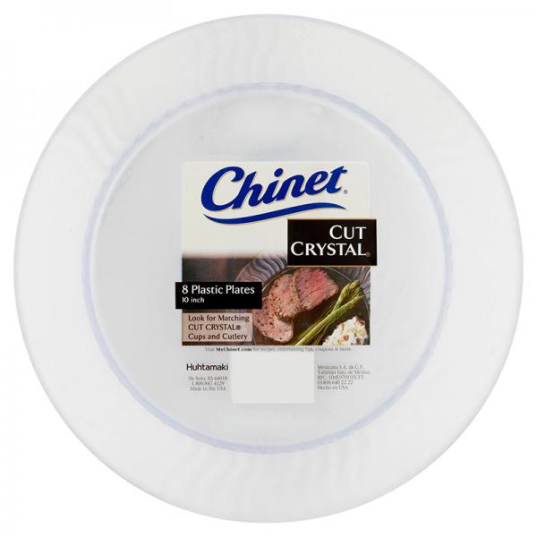 Chinet Cut Crystal Plastic Dinner Plates, 10", 8 Count