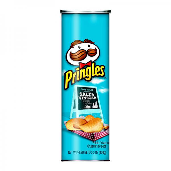 (5 Pack) Pringles Salt & Vinegar Flavored Potato Crisps Chips, 5.5 Oz