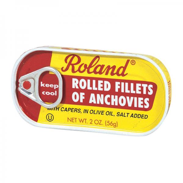 Roland Rolled Anchovy Fillets with Capers, 2-Ounce Cans (Pack of 25)