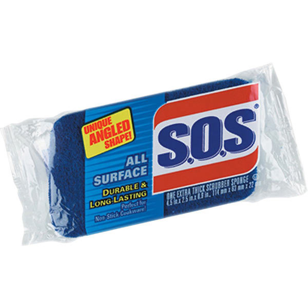 S.O.S All-Surface Scrubber Sponge, Blue, Dark Blue, 1 Each (Quantity)