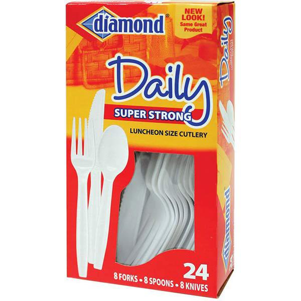 Diamond Daily 24 Piece Luncheon Size Super Strong Cutlery, 1 Set
