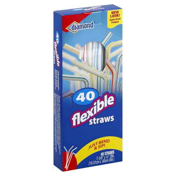 Jarden Home Brands, Diamond Flexible Straws, 40 straws