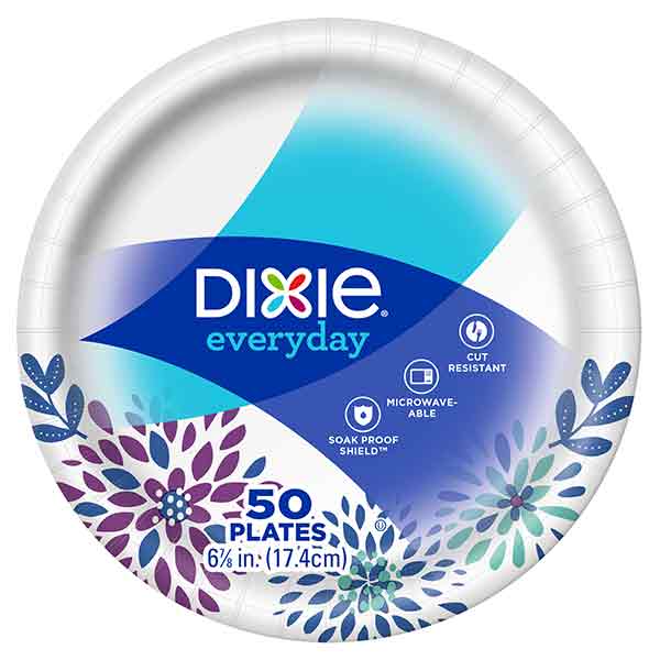 Dixie Everyday Paper Snack or Dessert Plates, 7", 50 Count