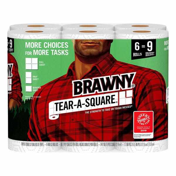 Brawny Paper Towels, 2-Ply, 96 Tear-a-Square Sheets, 6-Pk. (Quantity 4)
