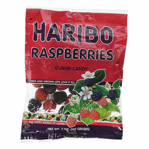 Haribo Raspberries Gummi Candy, 5 Oz.