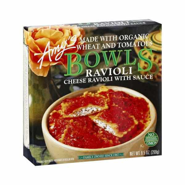 Amy's Cheese Ravioli with Sauce Frozen Bowls - 9.5oz