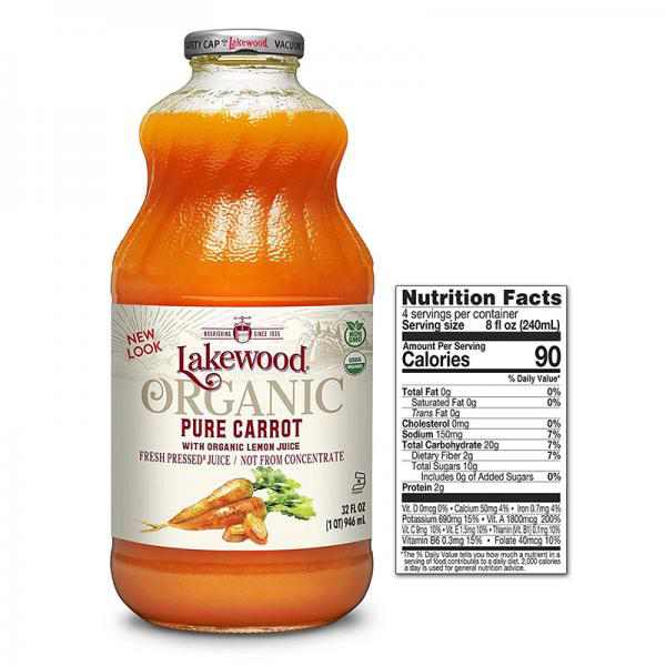 Lakewood Organic PURE Carrot Juice, 32-Ounce Bottles (Pack of 6)