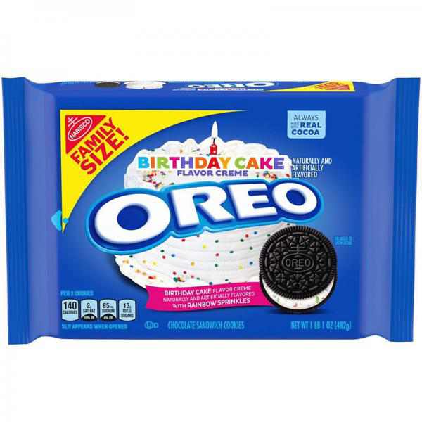 Oreo Birthday Cake Flavor Chocolate Sandwich Cookies Family Size - 17oz