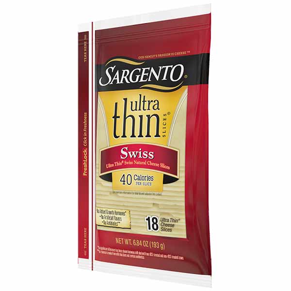 Sargento Swiss Natural Cheese Ultra Thin Slices, 18 Slices