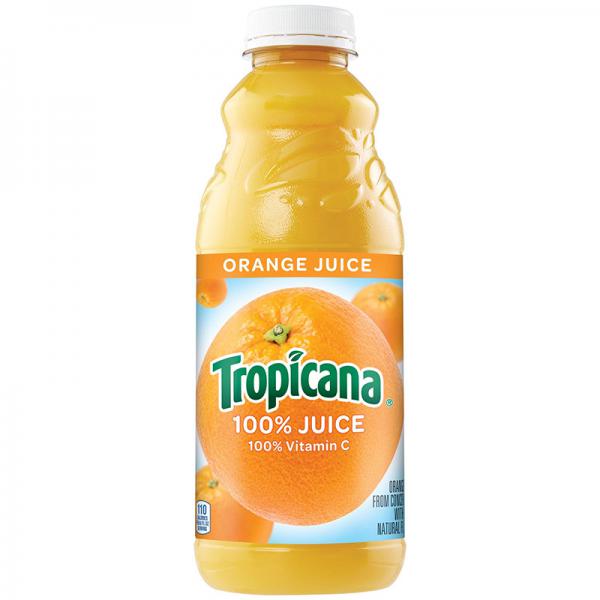 Tropicana 100% Orange Juice 32 Fluid Ounce Plastic Bottle