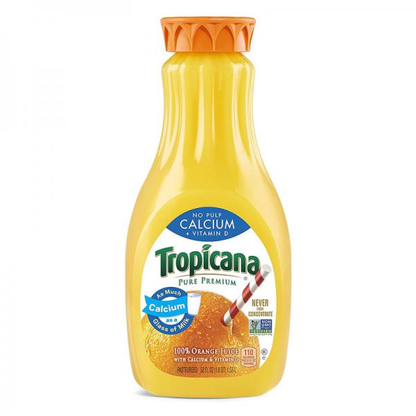 Tropicana Pure Premium No Pulp Calcium 100% Orange Juice, 52 Fl. Oz.