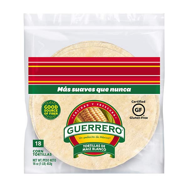 Guerrero Gluten Free White Corn Tortillas - 16oz/18ct