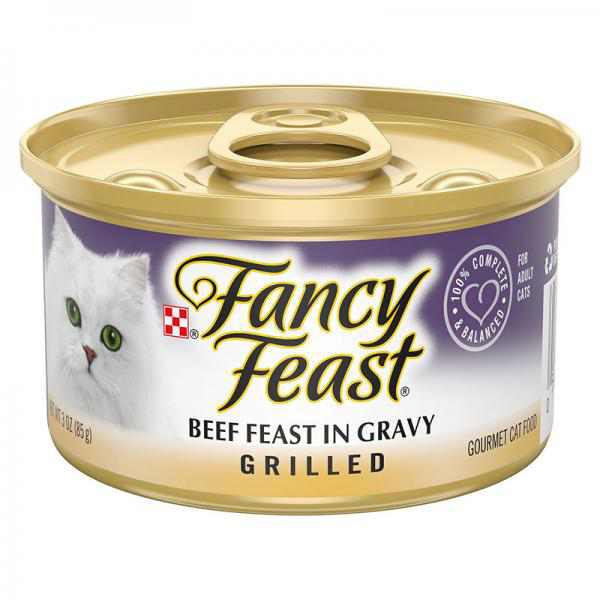Fancy Feast Wet Cat Food, Grilled, Beef Feast in Gravy, 3-Ounce Can, Pack of 24