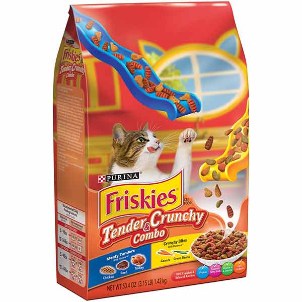 Friskies Dry Cat Food, Tender & Crunchy Combo, 3.15 lb. Bag