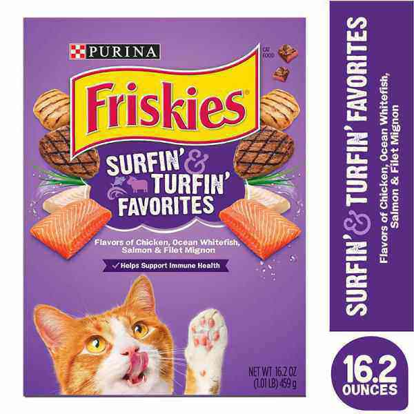 Friskies Dry Cat Food, Surfin' & Turfin' Favorites, 16.2 oz. Box