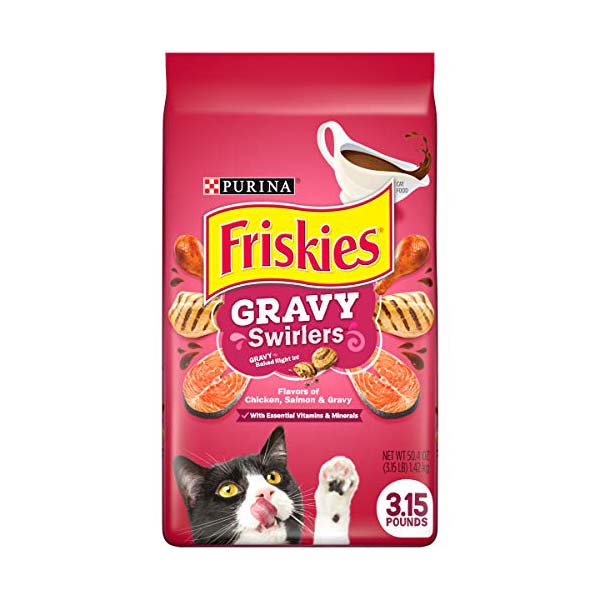 Friskies Dry Cat Food, Gravy Swirlers, 3.15 Lb. Bag
