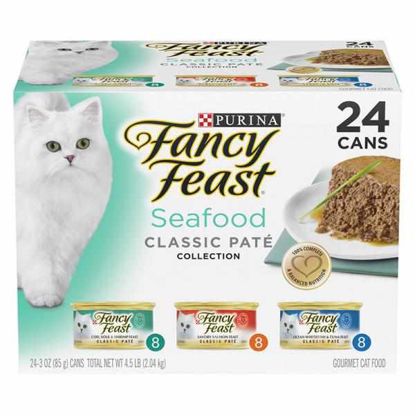 Purina Fancy Feast Wet Cat Food, Classic, Seafood Feast, 3-Ounce Can, Pack of 24