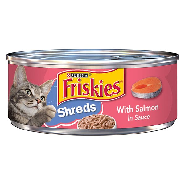 Friskies Wet Cat Food, Shreds With Salmon in Sauce, 5.5 oz. Can