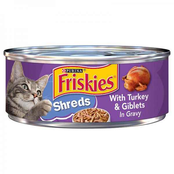 Friskies Gravy Wet Cat Food, Shreds With Turkey & Giblets in Gravy, 5.5 oz. Can