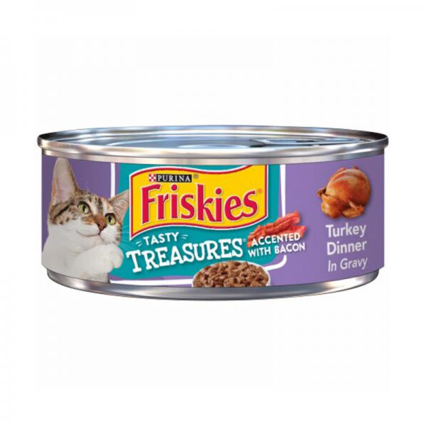Friskies Gravy Wet Cat Food, Tasty Treasures Turkey Dinner Accented With Bacon,