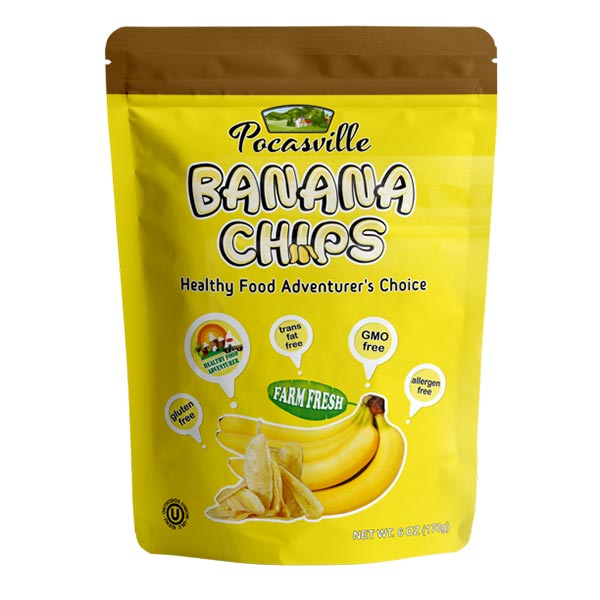 Pocasville Organic Banana Chips, 6 Ounce (Pack of 2)