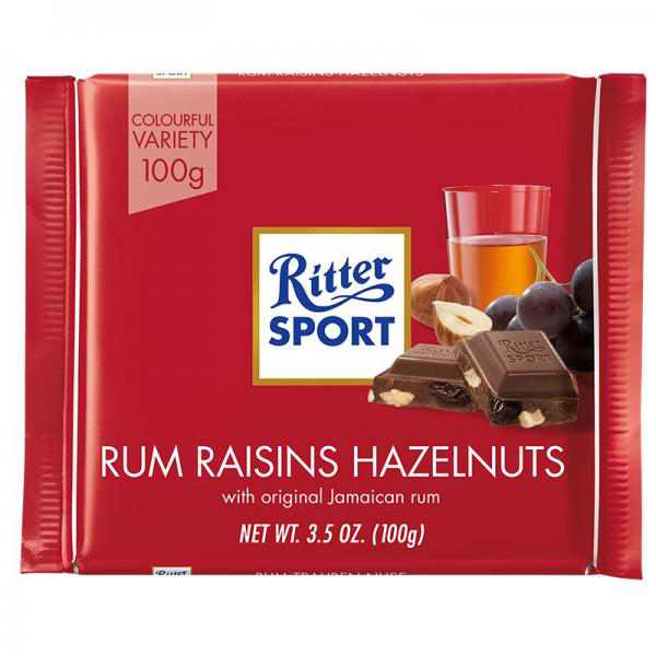 RITTER SPORT, RUM RAISINS HAZELNUTS
