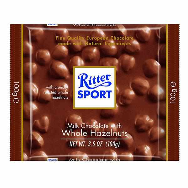 Ritter Sport Bars, Milk Chocolate with Whole Hazelnuts, 3.5 Ounce (Pack of 10)