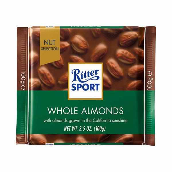 Ritter Sport Milk Chocolate With Whole Almonds, 3.5 Oz