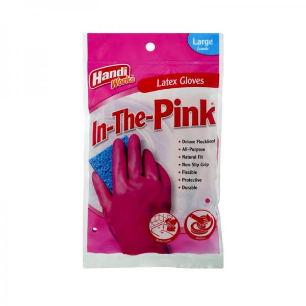 Handi-Works In-The-Pink Reusable Gloves Latex Gloves Large, 1.0 CT