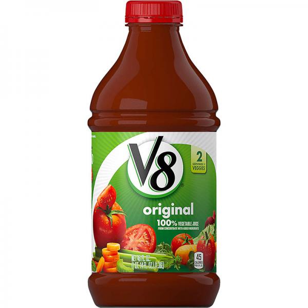 V8 Juice, Original 100% Vegetable Juice, Plant-Based Drink, 46 Ounce Bottle