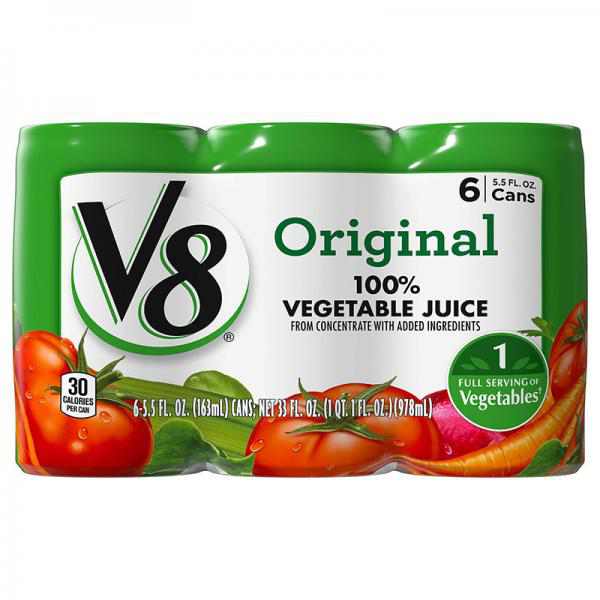 V8 Original 100% Vegetable Juice, Six 5.5 Ounce Cans (Pack of 8)