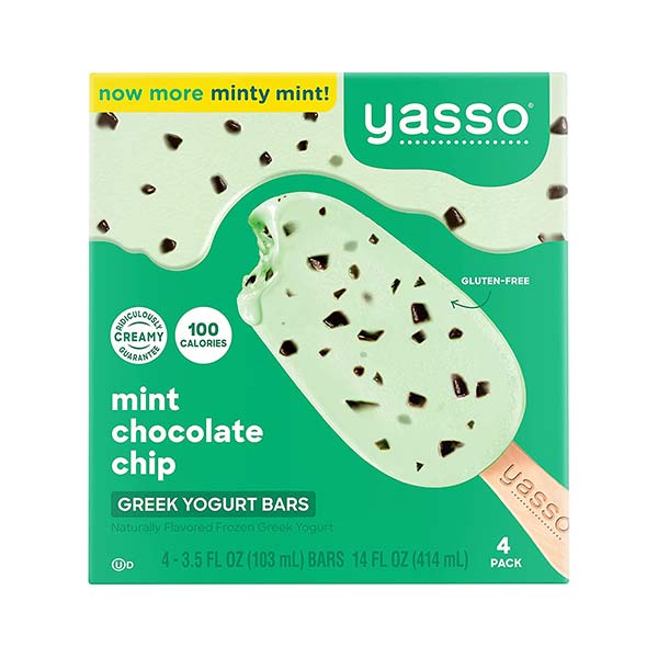Yasso Frozen Greek Yogurt, Mint Chocolate Chip Bars, 4 Count
