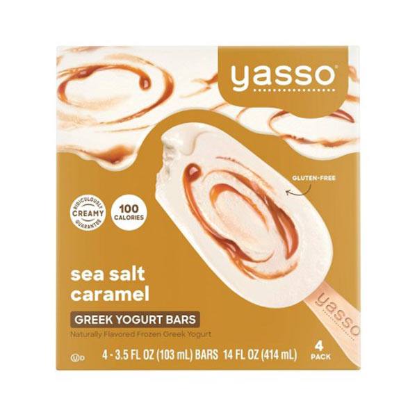 Yasso Frozen Greek Yogurt, Sea Salt Caramel Bars, 4 Count