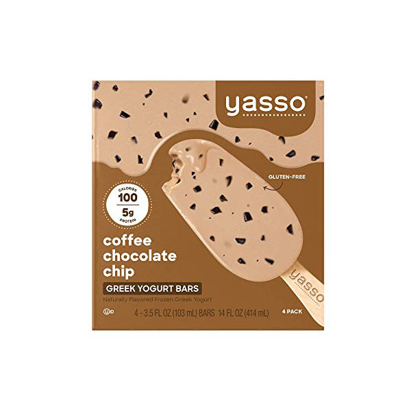 Yasso Frozen Greek Yogurt, Coffee Chocolate Chip Bars, 4 Count