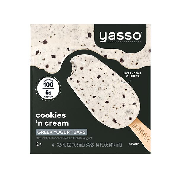Yasso Frozen Greek Yogurt, Cookies N Cream Bars, 4 Count