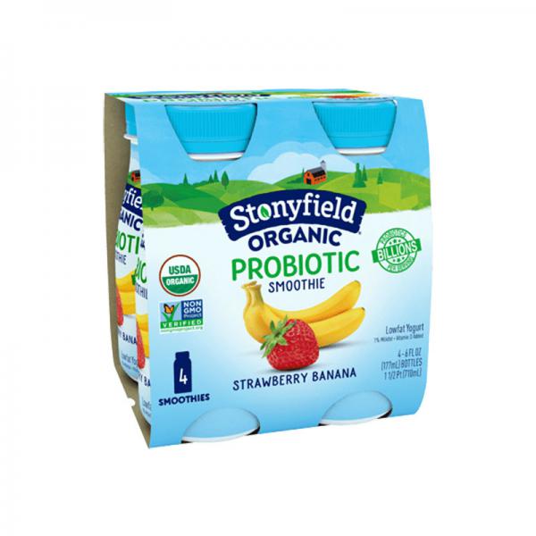 Stonyfield Organic Yogurt Smoothie, Strawberry Banana, 6 fl oz (Pack of 4)