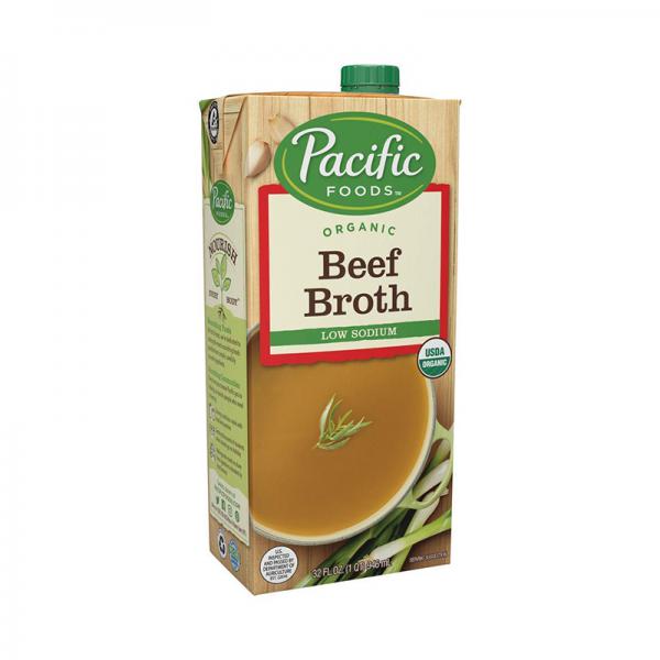 Pacific Natural Foods Organic Low Sodium Beef Broth, 32-Ounce Boxes (Pack of 12)