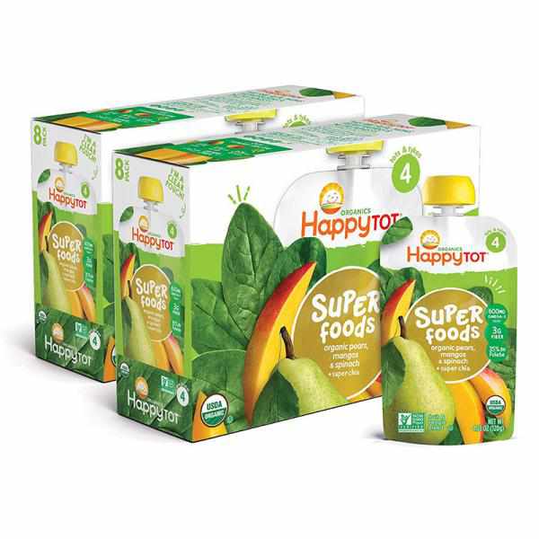 Happy Tot Organic Baby Food, Stage 4.22 Ounce, Spinach, Mango and Pear, 4.22-Oun