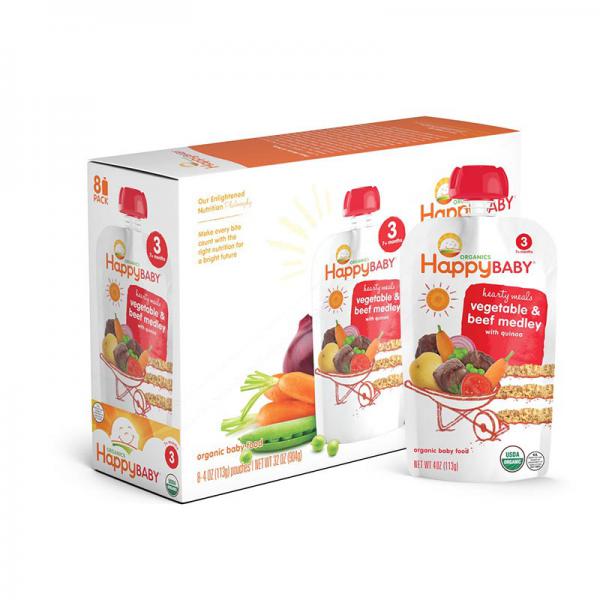 Happy Baby Organic Stage 3 Baby Food, Hearty Meals, Vegetables & Beef Medley wit