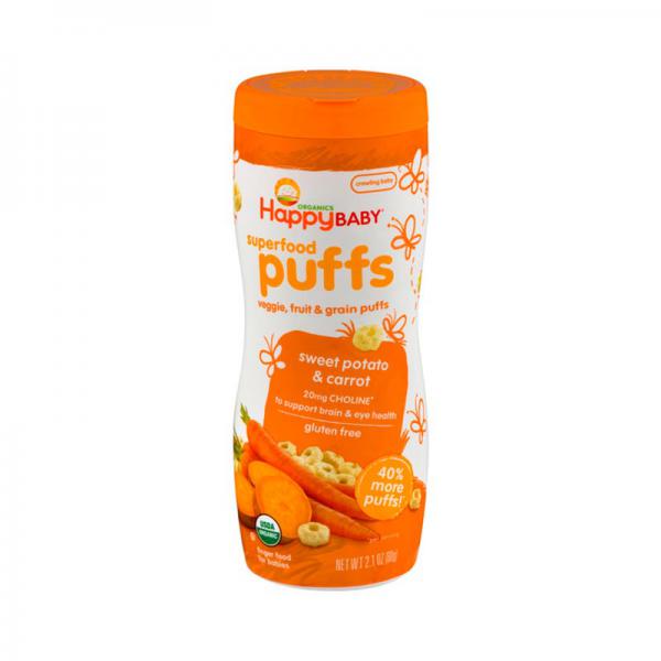 Happy Baby Gluten-Free Organic Puffs, Sweet Potato Puffs, 2.1-Ounce Containers (